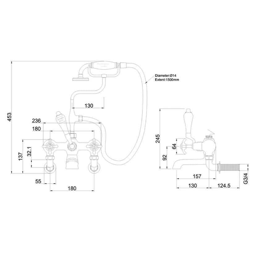 Badkarsblandare Burlington CL17 Anglesey