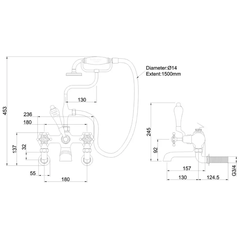 Badkarsblandare Burlington CL17 Birkenhead