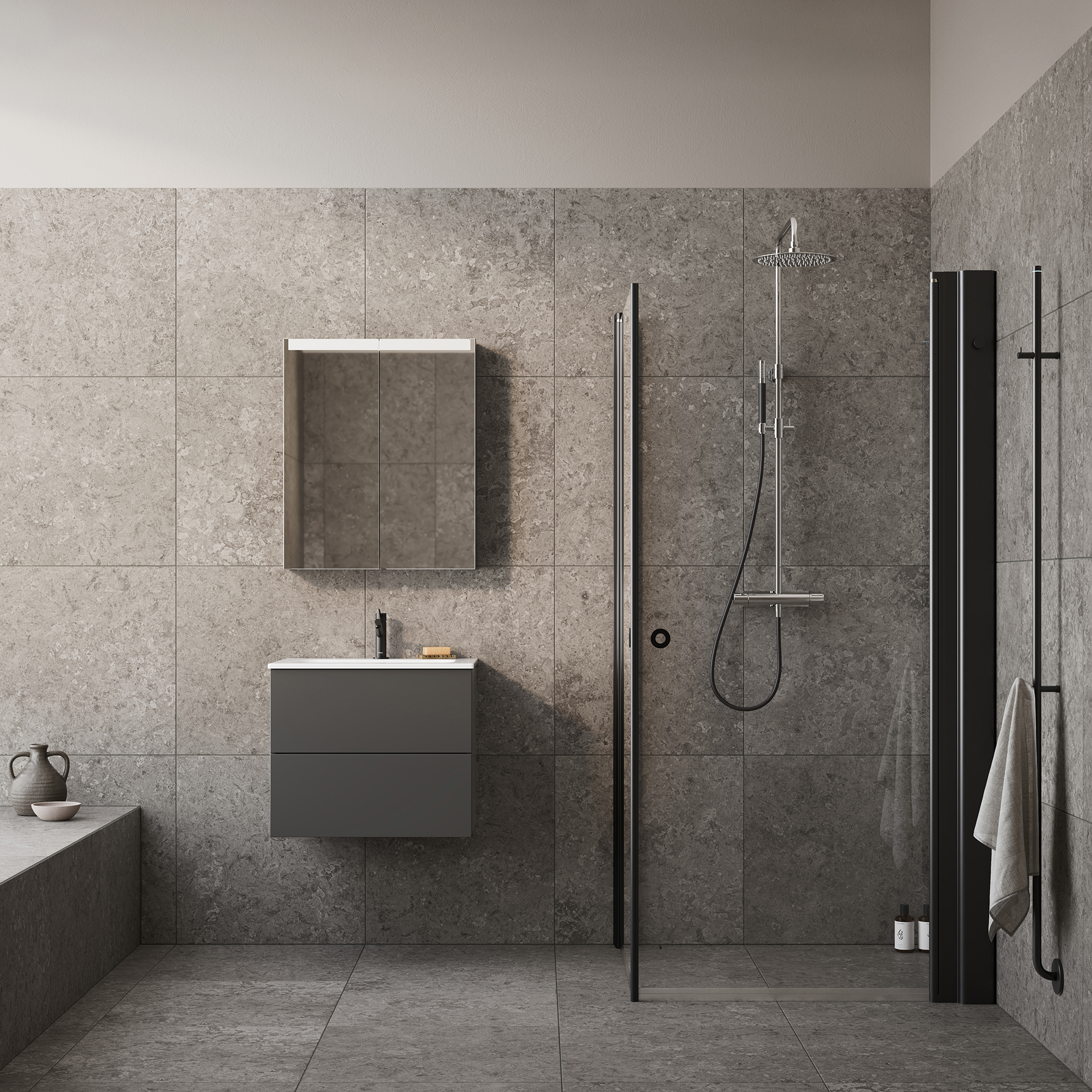 Möbelpaket INR Core Solid med Spegelskåp Stage Plus