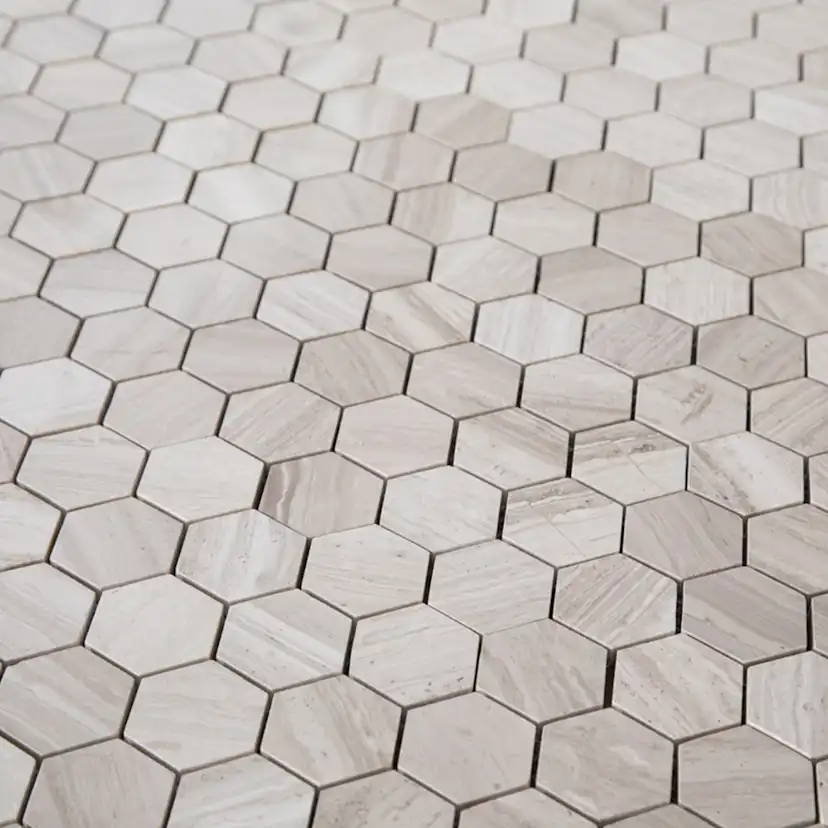 Natursten ArtStone Woodlight Gravin Hexagon Polerad 5x5 cm