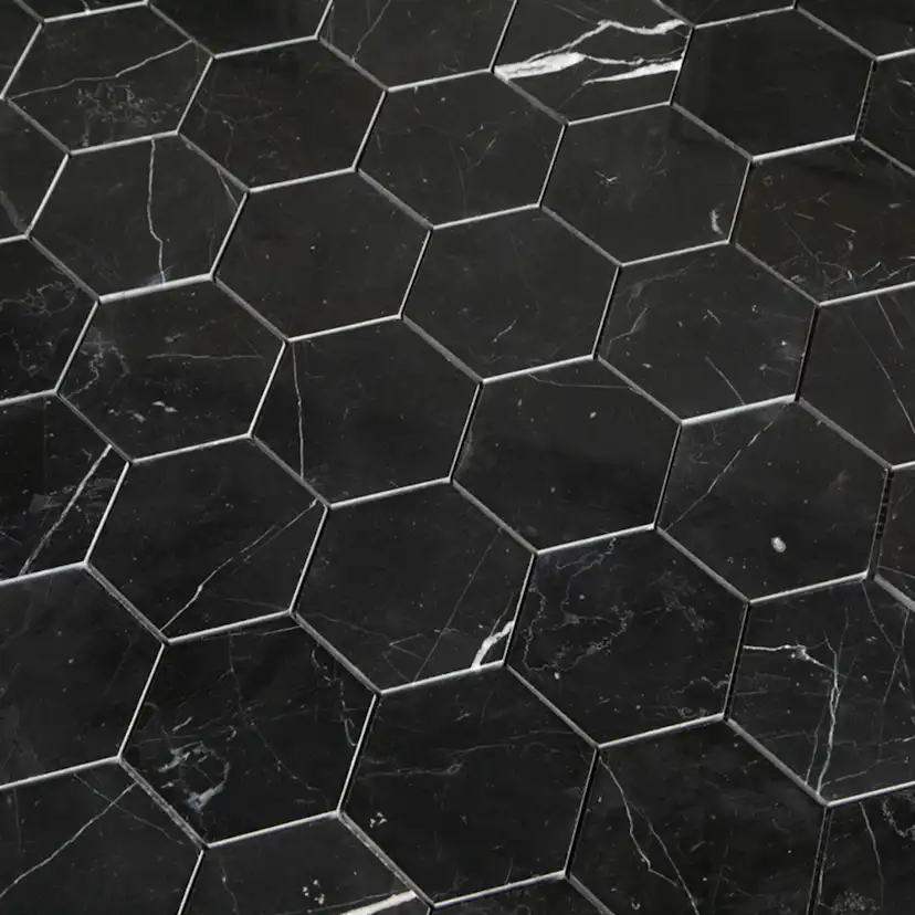 Natursten ArtStone Nero Marquina Hexagon Polerad 5x5 cm