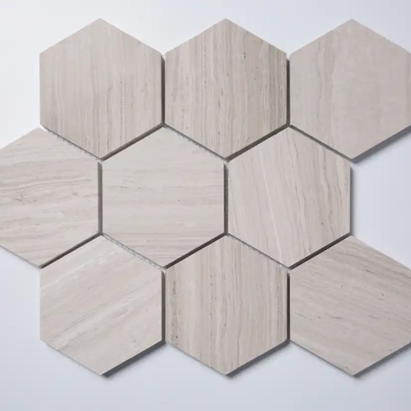 Natursten ArtStone Woodlight Gravin Hexagon Polerad 10x10 cm