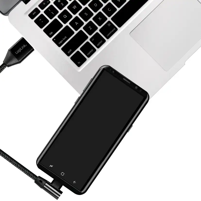 Vinklad USB-C-kabel LogiLink USB 2.0 Max 3A 1 m