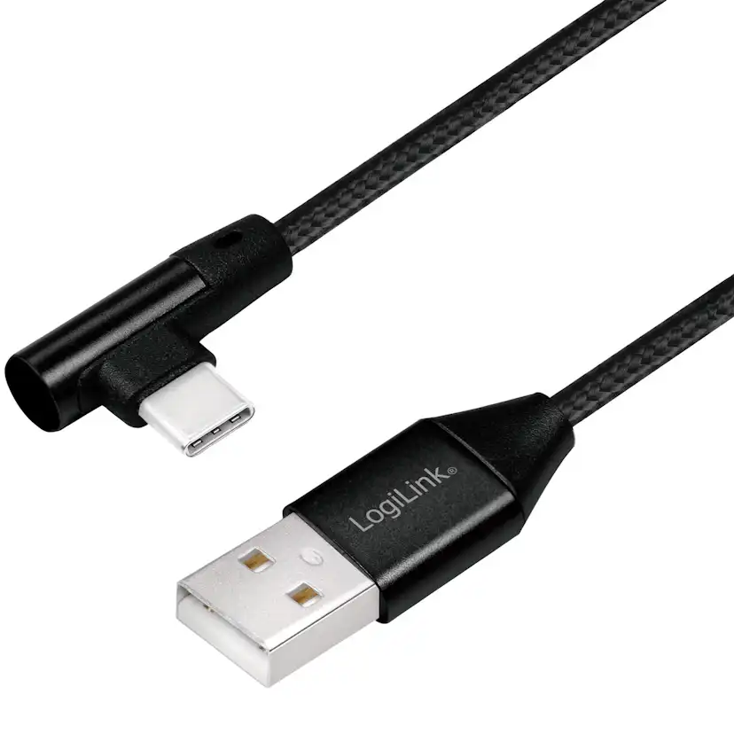 Vinklad USB-C-kabel LogiLink USB 2.0 Max 3A 1 m