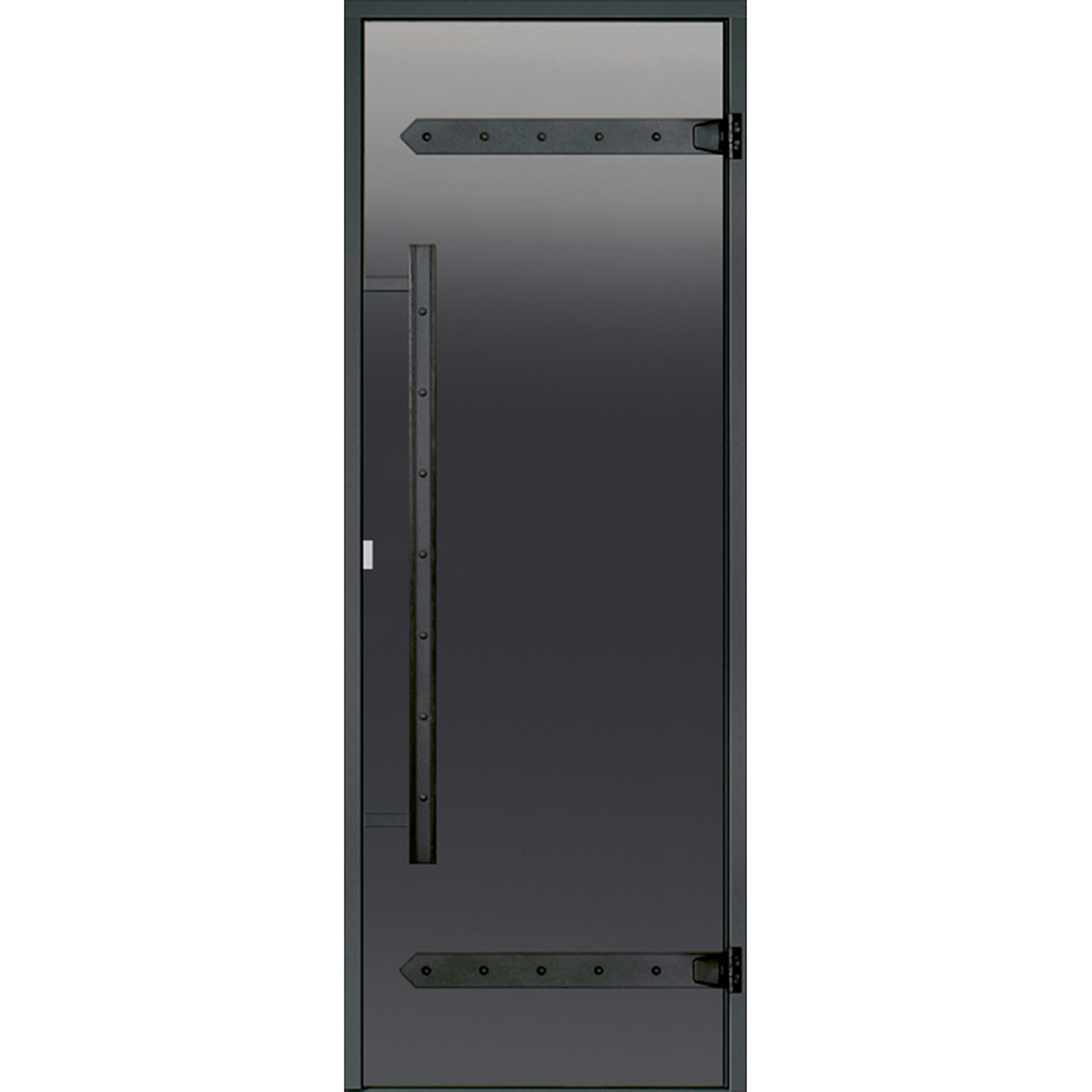 Glasdörr Harvia Legend Rökgrå med Svart Furukarm 7x19