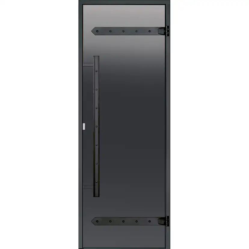 Glasdörr Harvia Legend Rökgrå med Svart Furukarm 7x19