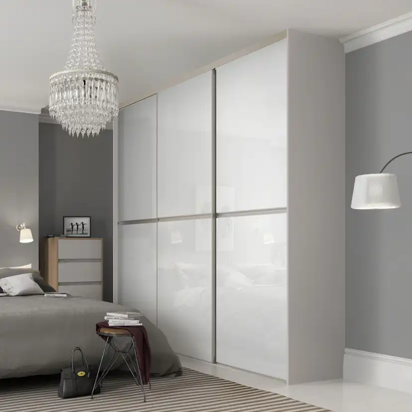 Skjutdörr Lundbergs Decotique Vitt Glas 2 Paneler