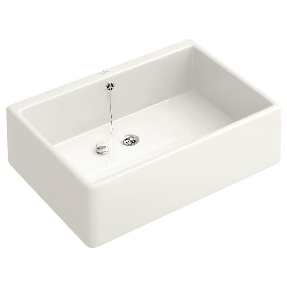 Infälld Diskho DecoSteel Omnia 60 Porslin Vit Enkel med Korgventil & Vattenlås