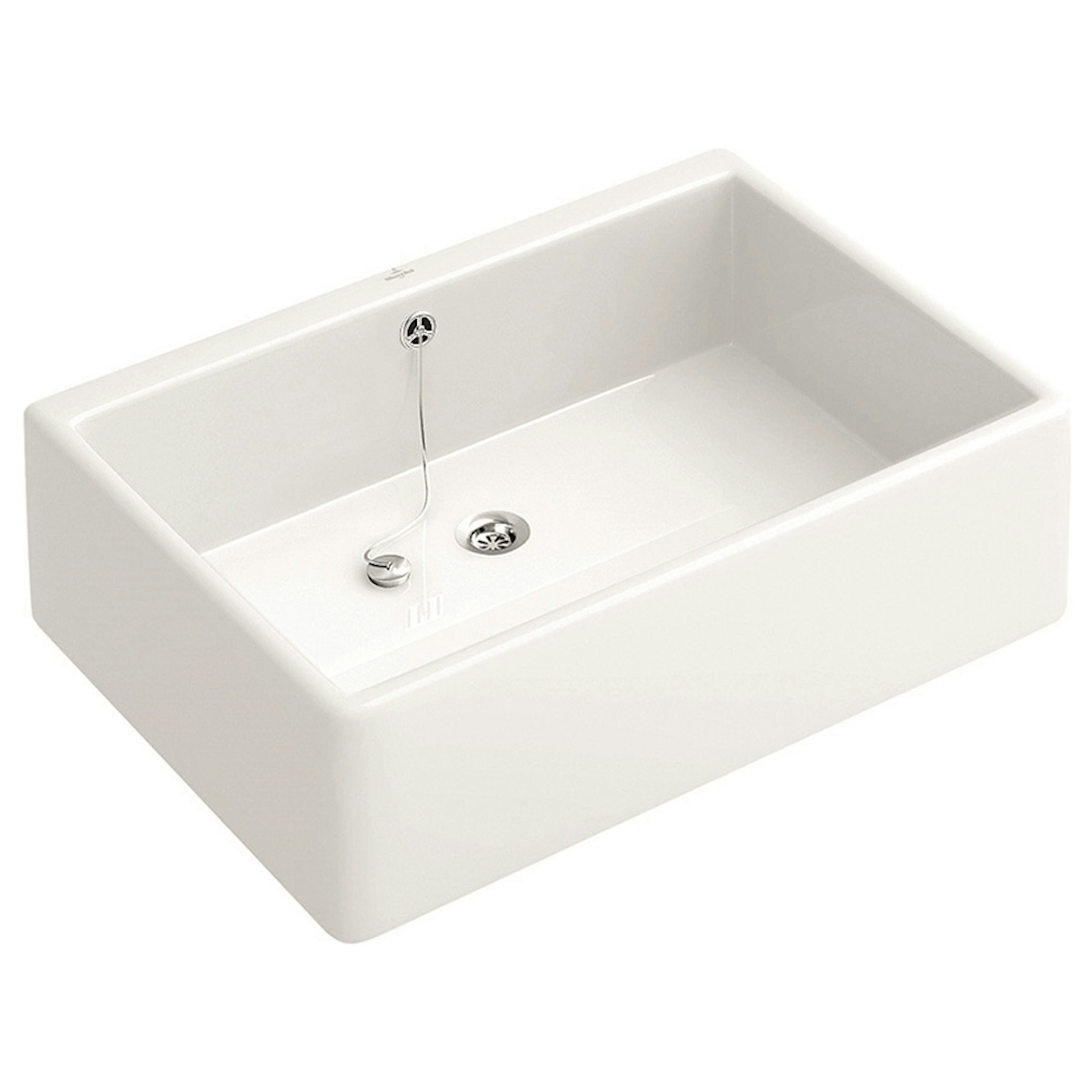 Infälld Diskho DecoSteel Omnia 60 Porslin Vit Enkel med Korgventil & Vattenlås