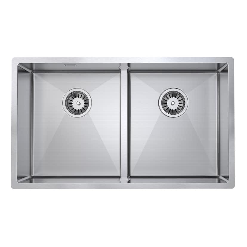 Diskho DecoSteel DI Combo 3434 Rostfri Dubbel med Korgventil & Vattenlås