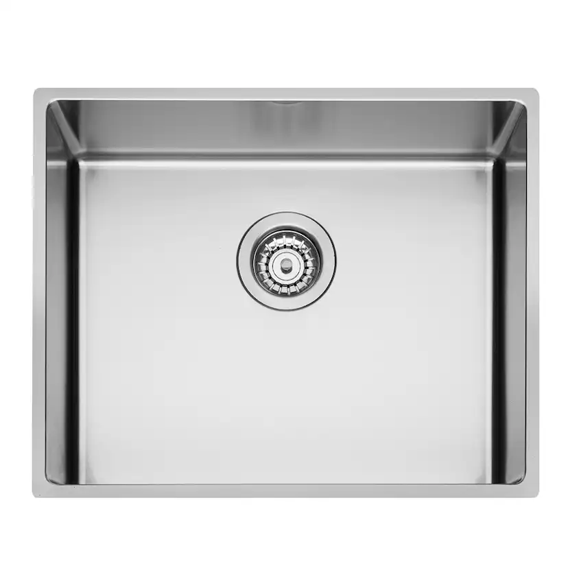 Infälld Diskho DecoSteel XV 50 Rostfri Enkel med Korgventil & Vattenlås