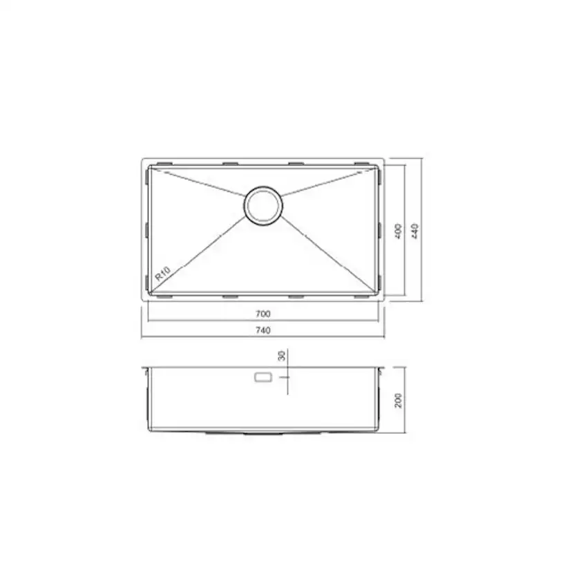 Diskho Nordic Tech Radius 700 X Rostfri Enkel med Korgventil & Vattenlås