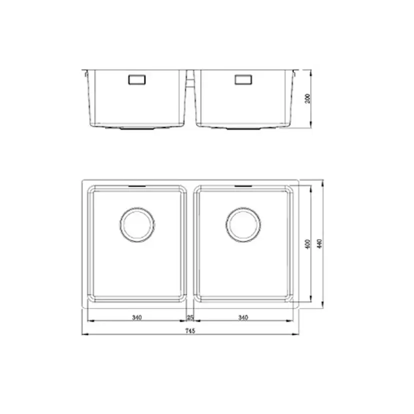 Diskho Nordic Tech Zirkon 80 K Rostfri Stål Dubbel för Kök och Tvättstuga