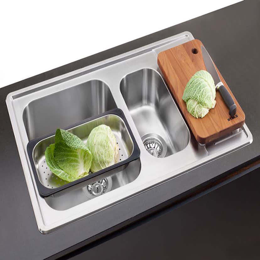 Infälld Diskbänk Stala Lyria L40-17S Rostfri med Dubbel Diskho