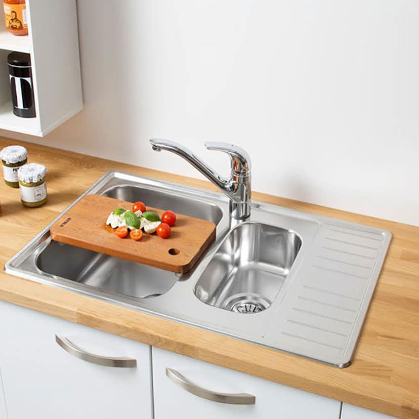 Infälld Diskbänk Stala Lyria L40-17S Rostfri med Dubbel Diskho