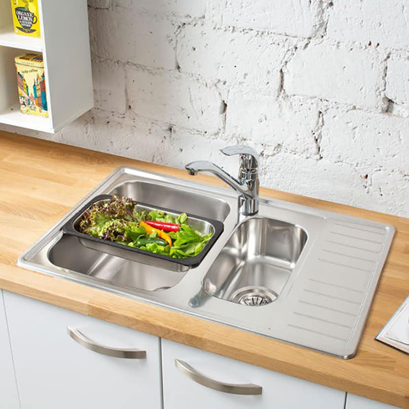 Infälld Diskbänk Stala Lyria L40-17S Rostfri med Dubbel Diskho