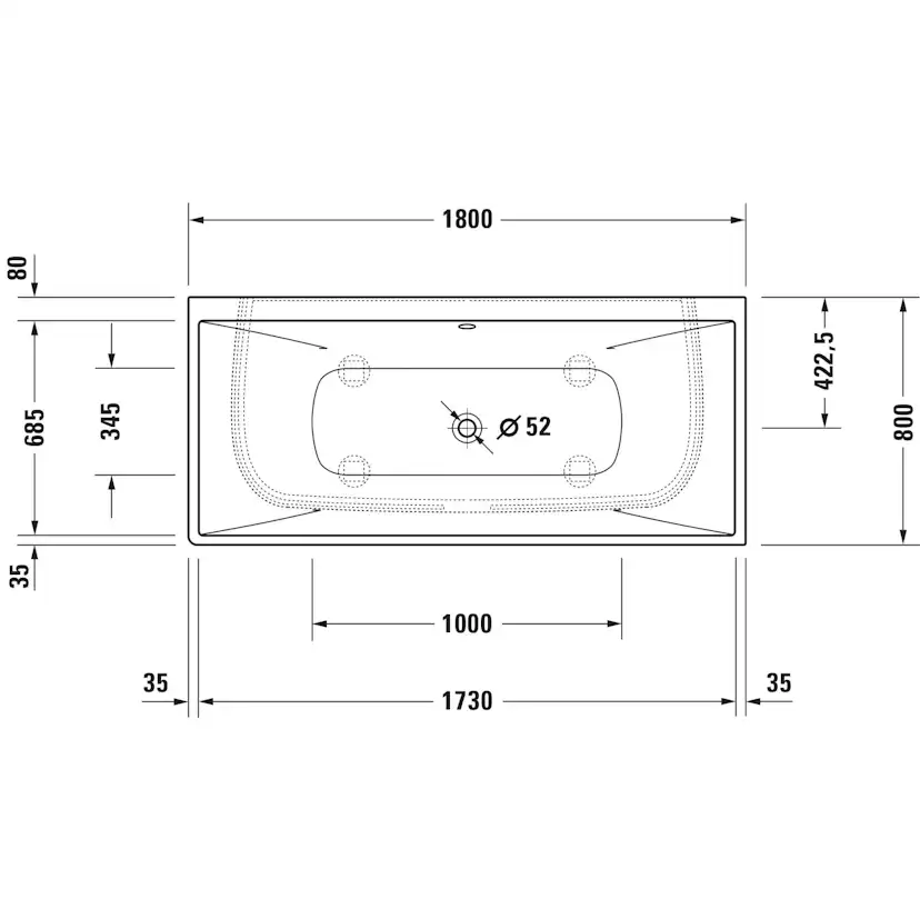 Badkar Duravit DuraSquare mot Vägg