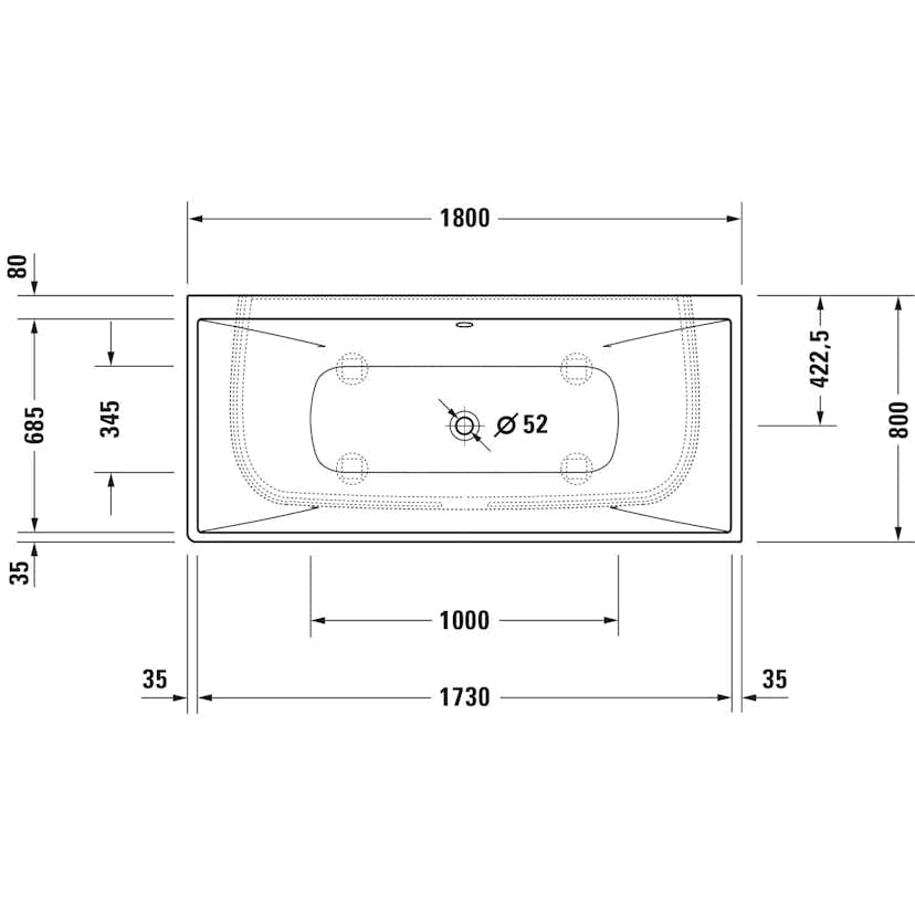 Badkar Duravit DuraSquare mot Vägg