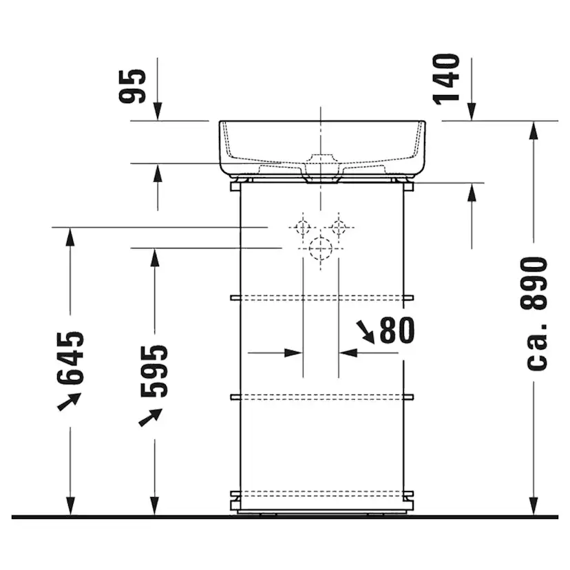 Tvättställ Duravit Bento Starck Box för Placering på Bänkskiva 460 mm