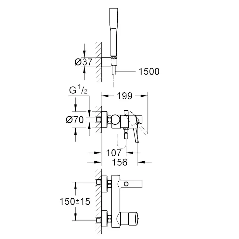 Dusch- och Badkarsblandare Grohe Concetto 32212 med Handdusch
