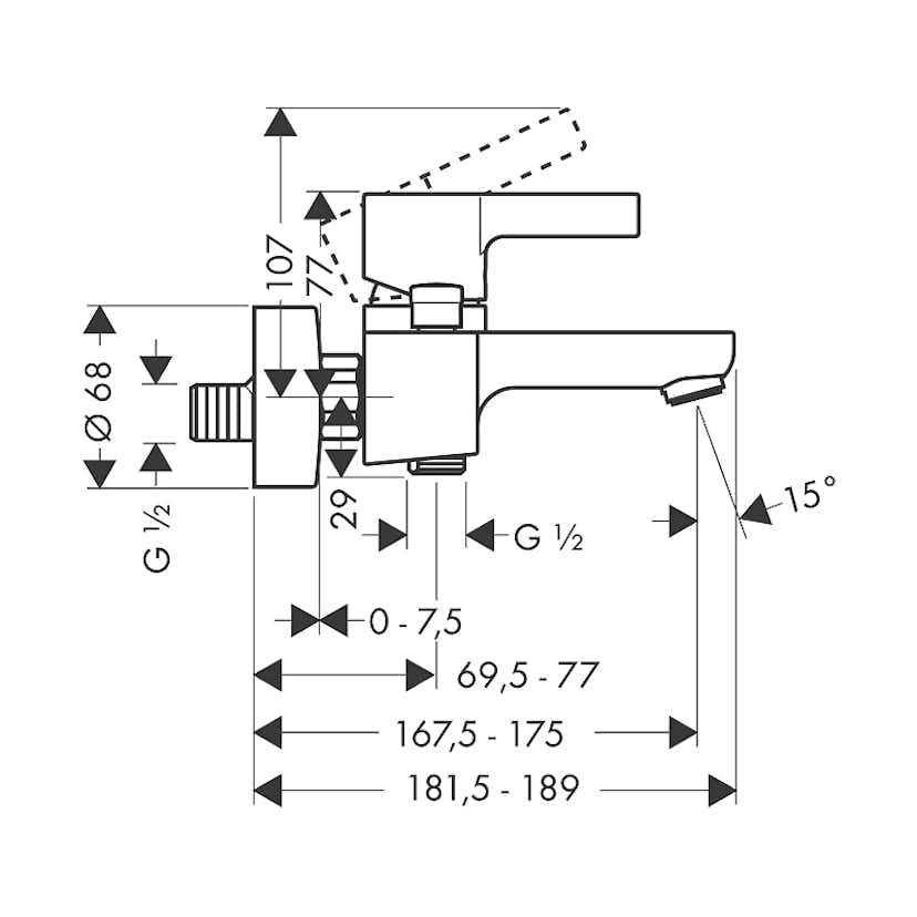 Dusch- och Badkarsblandare Hansgrohe Metris 1-grepps