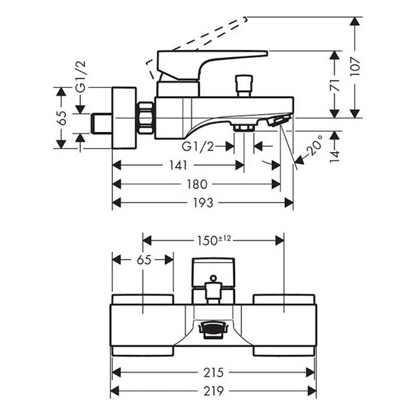 Dusch- och Badkarsblandare Hansgrohe Metropol 1-grepps