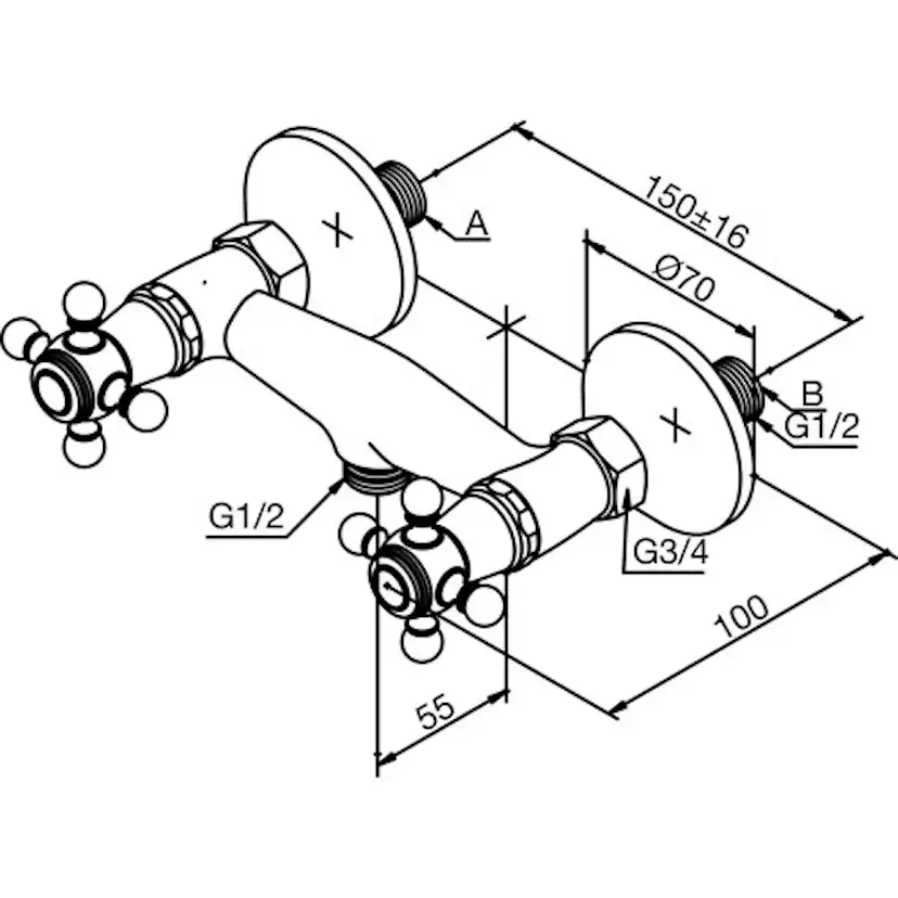 Duschblandare Damixa Tradition Väggmonterad Krom