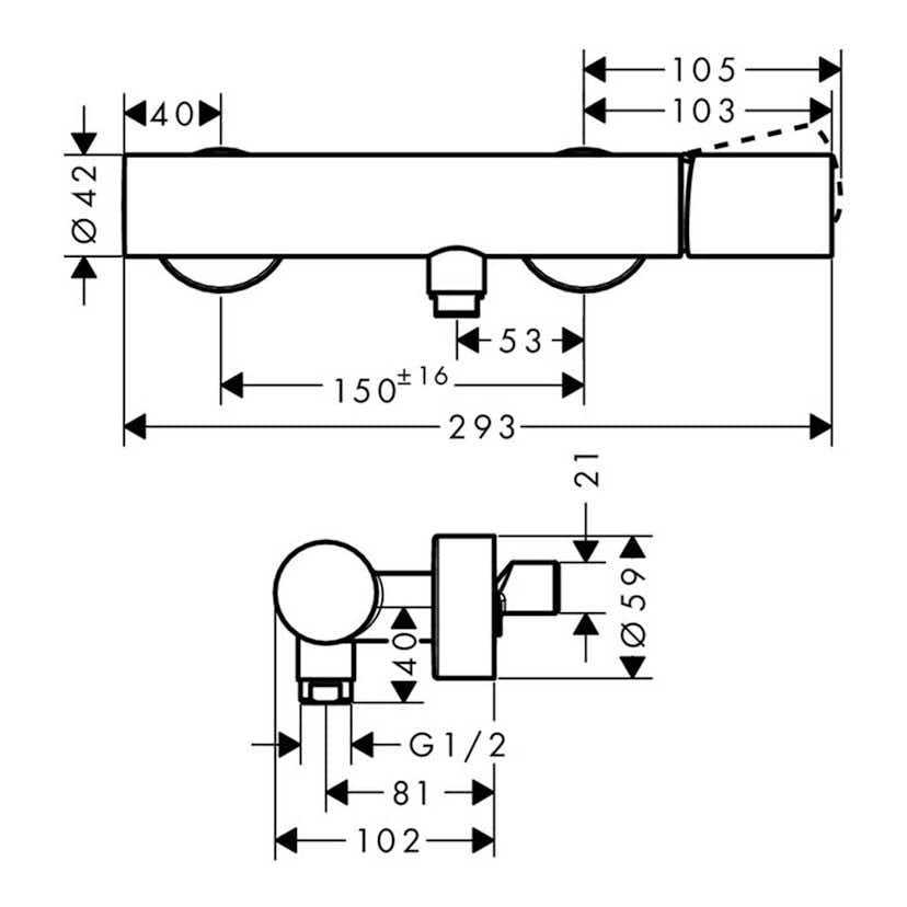 Duschblandare Axor Uno 1-grepps Zero-grepp