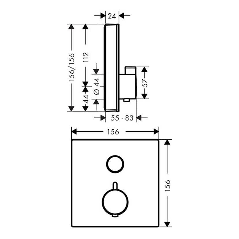 Duschblandare Hansgrohe ShowerSelect Glass Termostat 1 Funktion