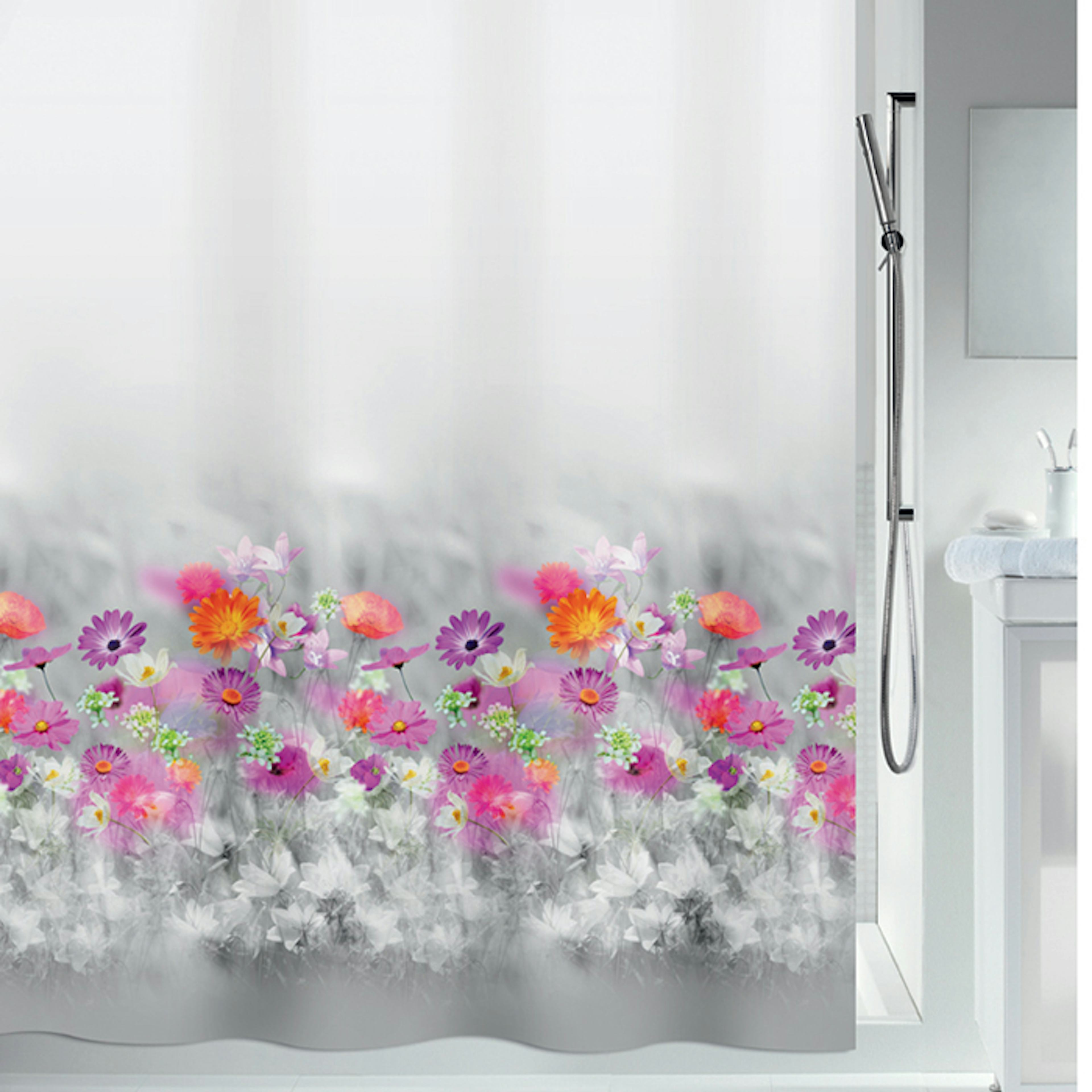 Duschdraperi Spirella Abella Grey/Pink 180X200