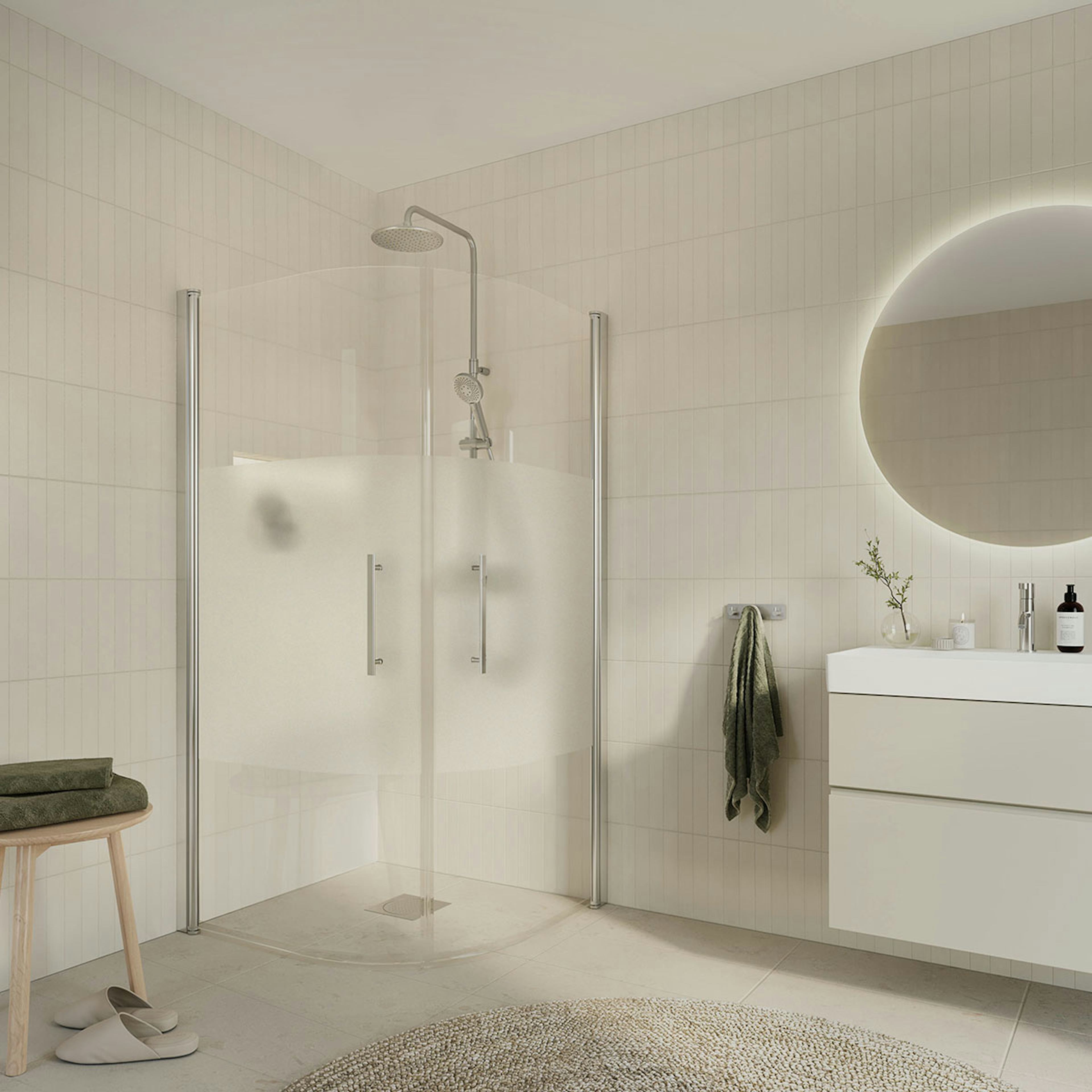 Duschhörn Arrow Round Delvis Frostat Glas