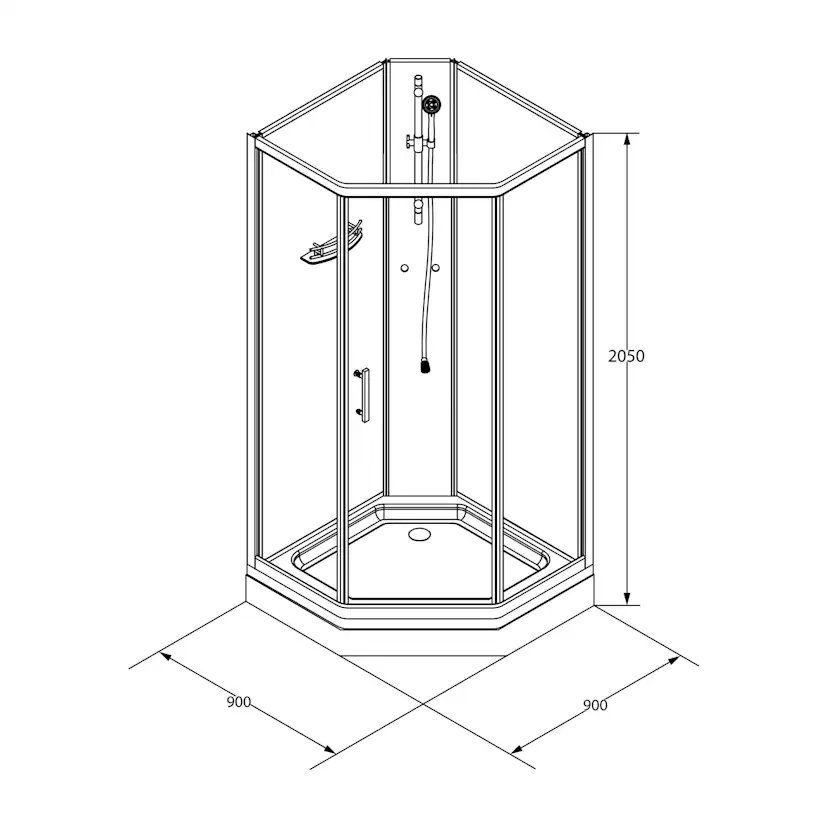Duschkabin Bathlife Ideal 90x90 Rak