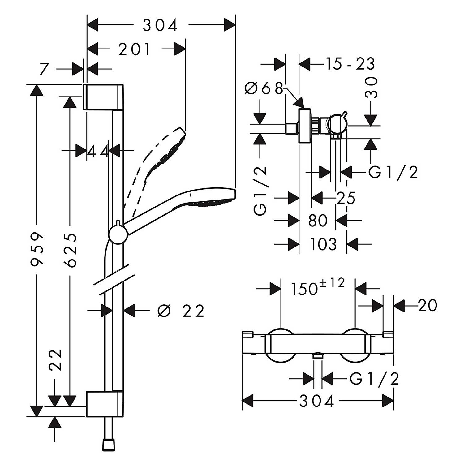 Duschset Hansgrohe Croma Select S Vario Kombipaket