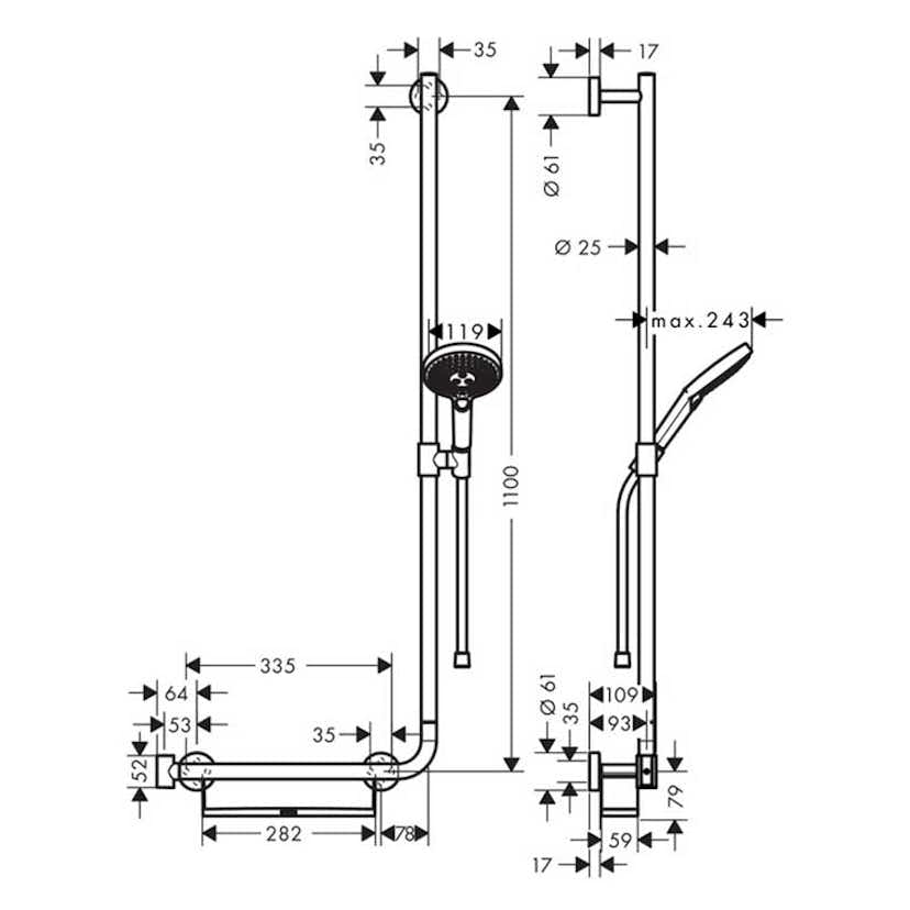 Duschset Hansgrohe Raindance Select S 120 3jet med Hylla
