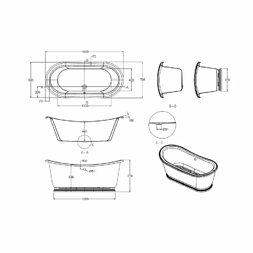 Badkar Burlington Admiral 1650 mm