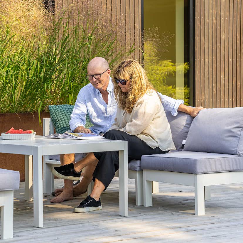 Loungebord Utomhus Eden Wood Ransvik Greige 77x138x55 cm Svensk Norrlandsfuru FSC