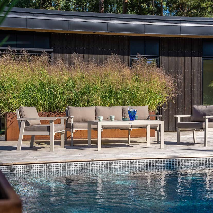 Loungegrupp Utomhus Eden Wood Ransvik inkl Dynor Greige Svensk Norrlandsfuru FSC