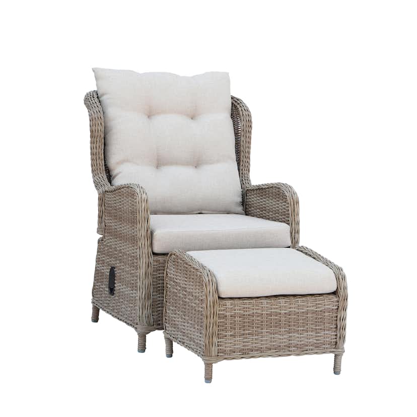 Loungeset Baltic Garden Rosemarie 2 st Reclinerfåtöljer med Sidobord inkl Dynor