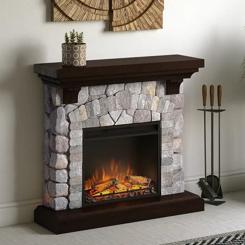 Elektrisk Kamin Tagu Reino Rock Grå Skorstensfri Elkamin 1500W