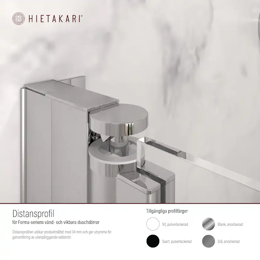 Distansprofil Hietakari för Duschvägg Forma Vändbar/Vikbar Anodiserad Grå