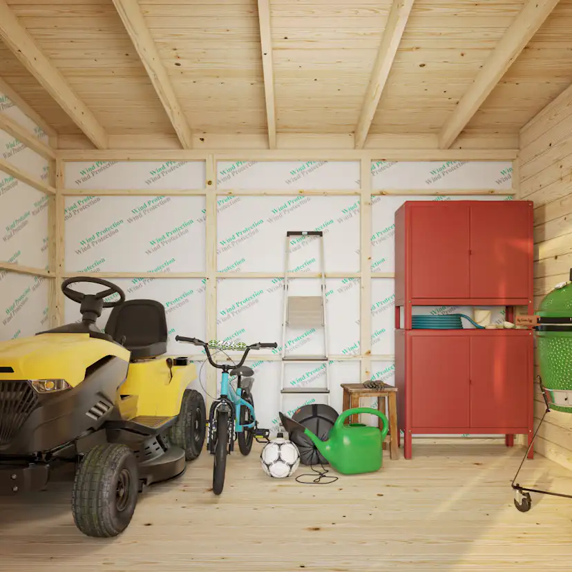 Förråd Palmako Kalle 16,9 m² Redskapsbod i Trä med Pulpettak & Dubbla Dörrar