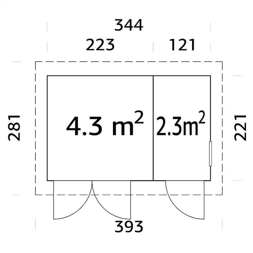 Förråd Palmako Kalle 6,6 m² Redskapsbod i Trä med Pulpettak & Dubbla Dörrar