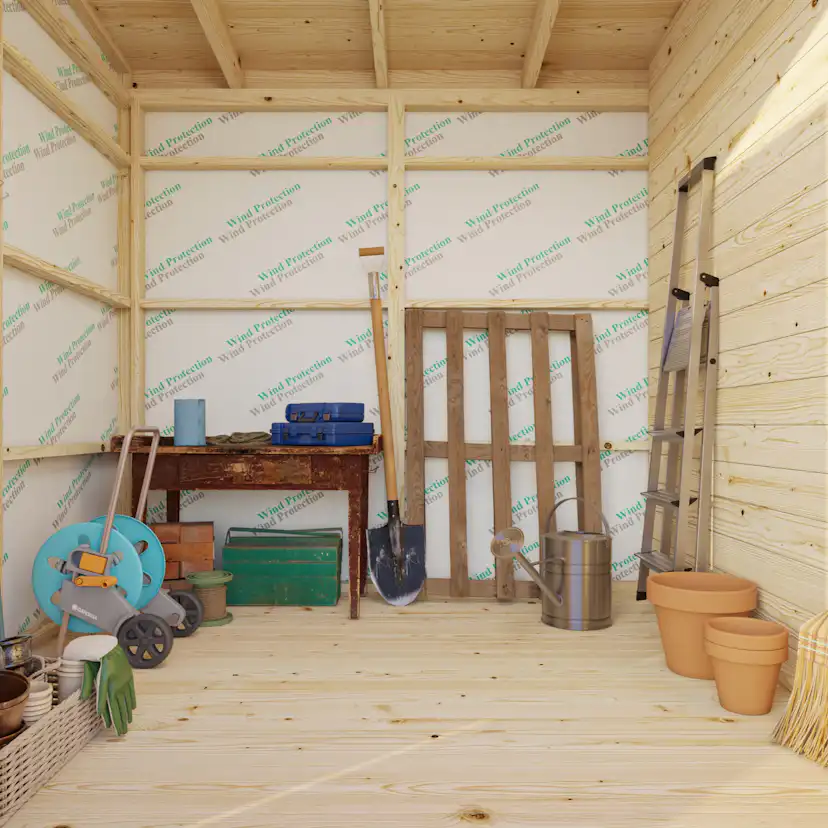 Förråd Palmako Kalle 6,6 m² Redskapsbod i Trä med Pulpettak & Dubbla Dörrar