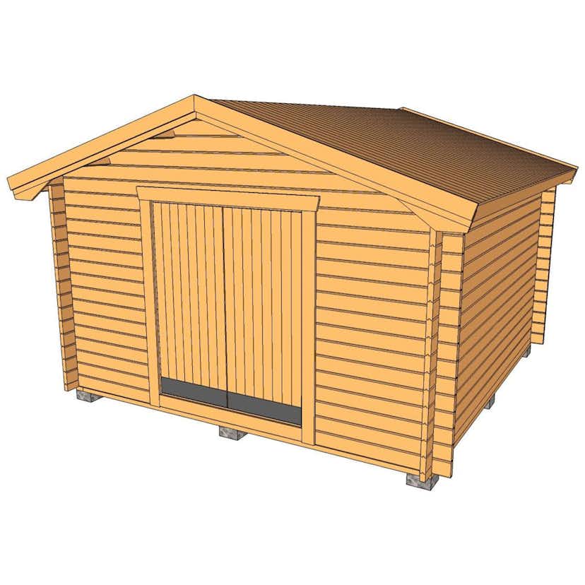 Friggebod Baseco Bruks 15 m² Stuga i Trä med Sadeltak & Dubbla Dörrar