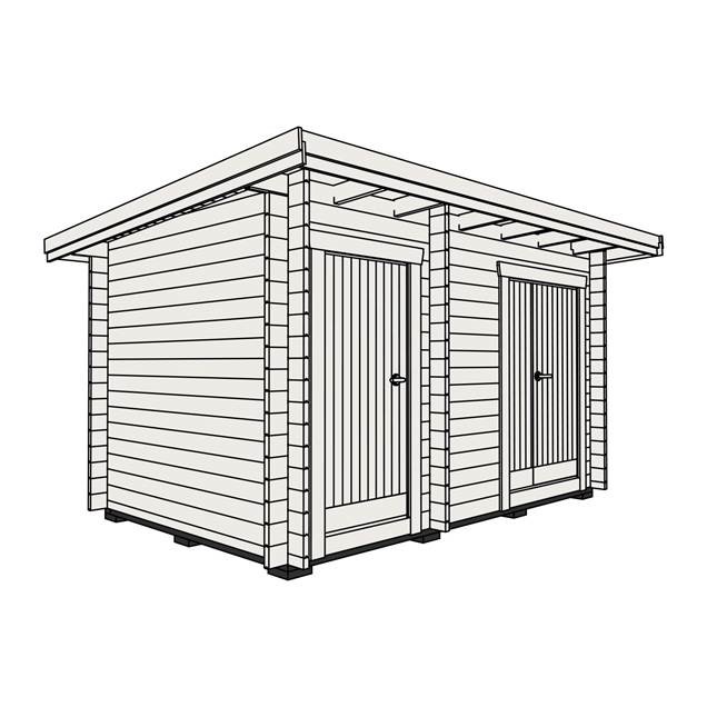 Friggebod Baseco Djupfors 10m² Timrad Förråd med Pulpettak