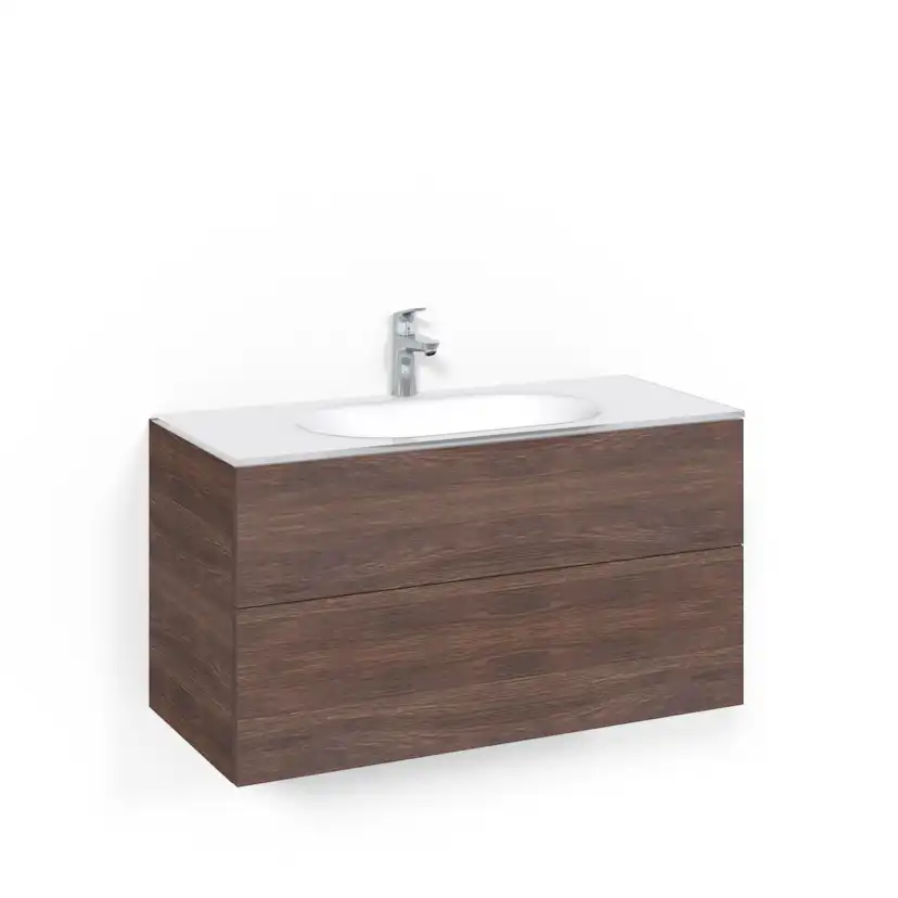 Tvättställsskåp Macro Design Crown Push Open Med Glastvättställ