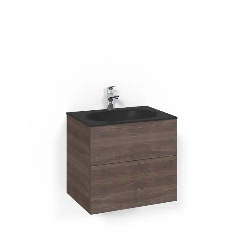 Tvättställsskåp Macro Design Crown Push Open Med Glastvättställ