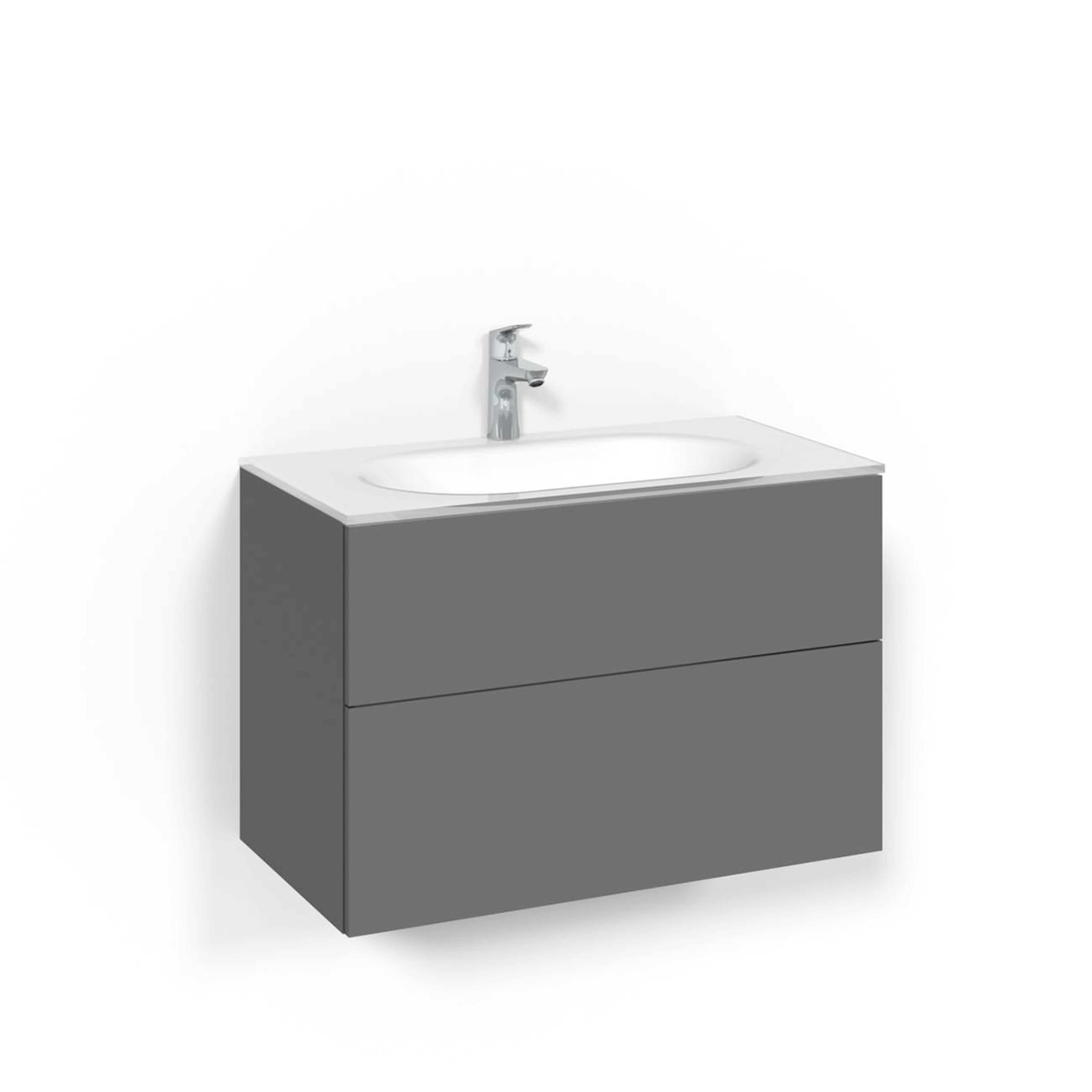 Tvättställsskåp Macro Design Crown Push Open Med Glastvättställ