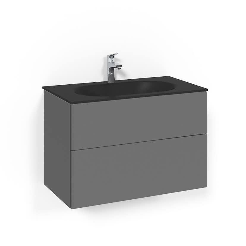 Tvättställsskåp Macro Design Crown Push Open Med Glastvättställ