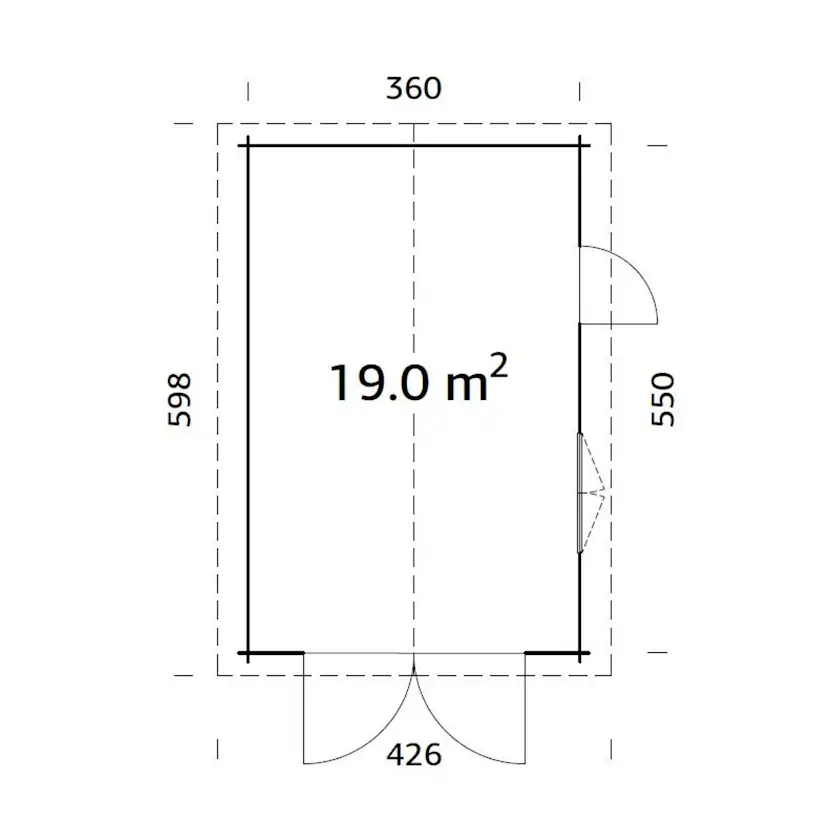 Garage Palmako Roger 19,0 m2 med Dörr